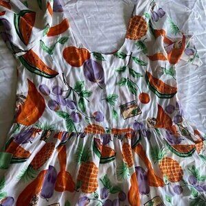 Vintage Kiama Women’s Maxi Ruffle Spring Hem 3/4 Puff Sleeve Sz L Made USA